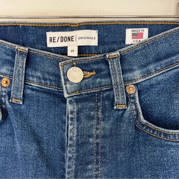 Re/Done Originals High Rise Button Fly Skinny Leg Jeans Medium 25 Classic Boho - Picture 3 of 6